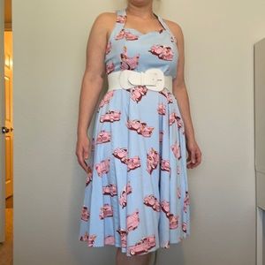 Vintage repro halter swing dress with car designs